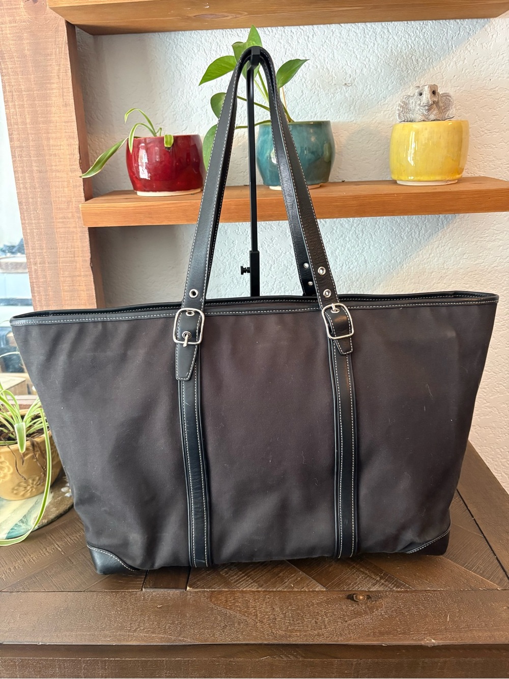 Coach Black Weekend Tote Bag with Leather Trim